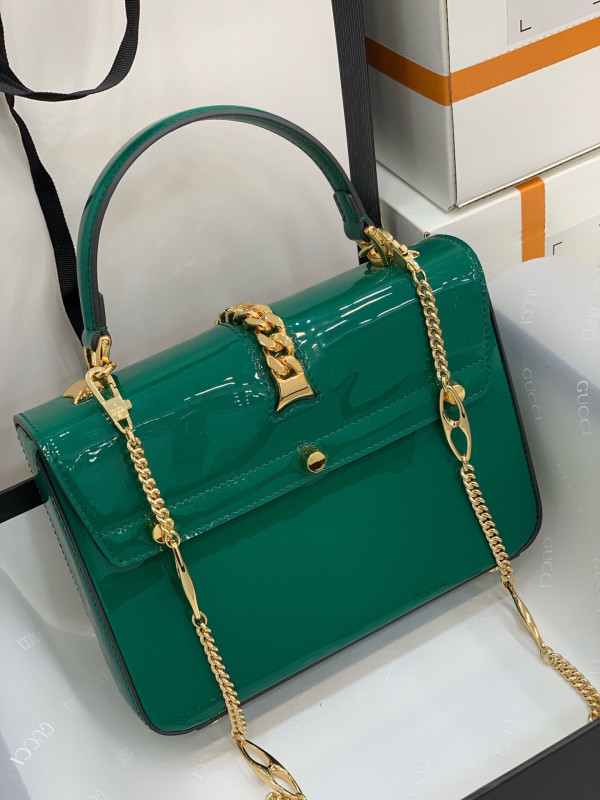G*u*i sylvie 1969 patent leather mini top handle bag