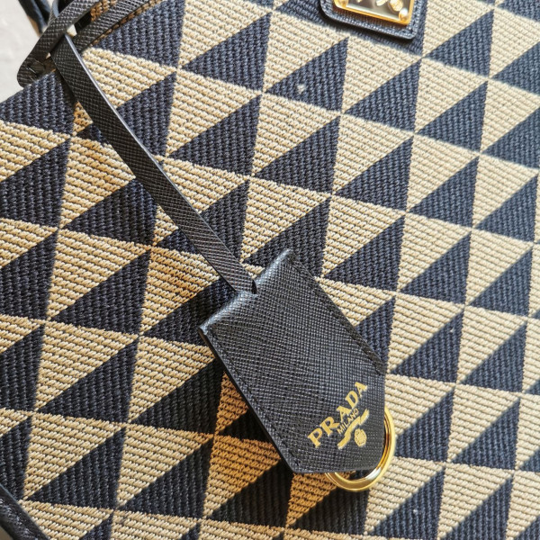 Pra*a large symbole jacquard fabric handbag