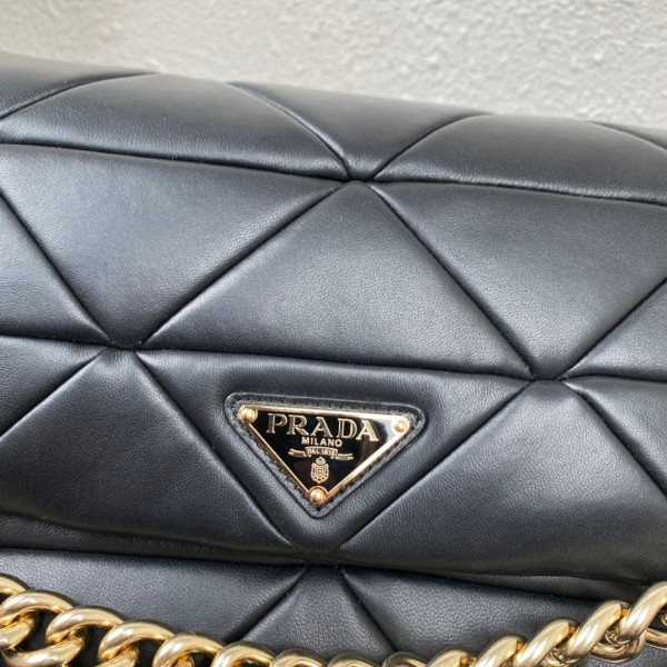 Pra*a system nappa leather patchwork bag