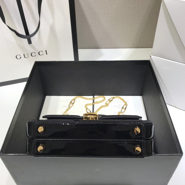 G*u*i sylvie 1969 patent leather mini top handle bag