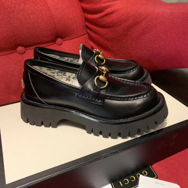 G*u*i leather lug sole horsebit loafer