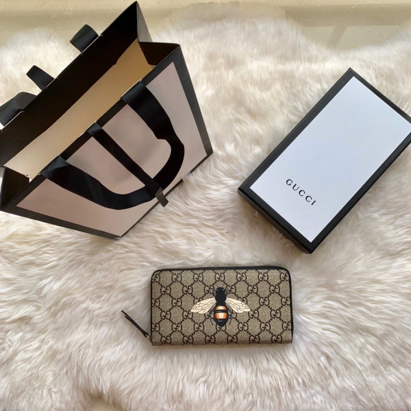 G*u*i bee print gg zip around wallet