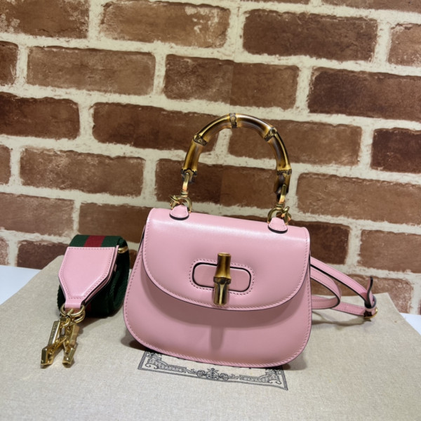 G*u*i mini top handle bag with bamboo