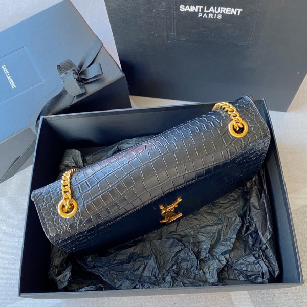 Y*L kate medium reversible in suede and crocodile-embossed leather
