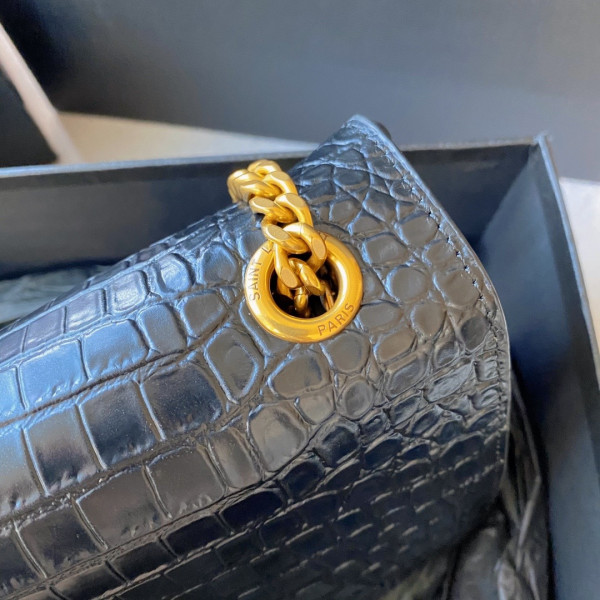 Y*L kate medium reversible in suede and crocodile-embossed leather