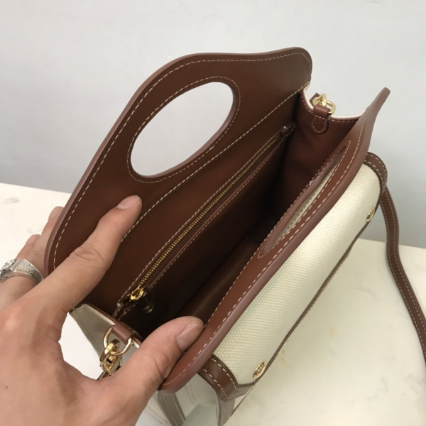 B**rry mini two-tone canvas and leather pocket bag