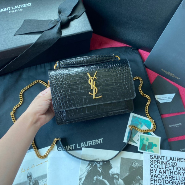 Y*L sunset in crocodile-embossed shiny leather
