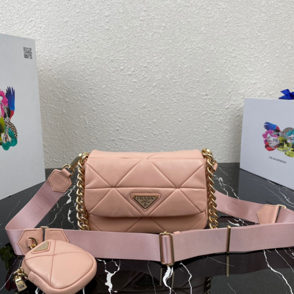 Pra*a system nappa leather patchwork bag