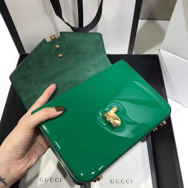 G*u*i sylvie 1969 patent leather mini top handle bag