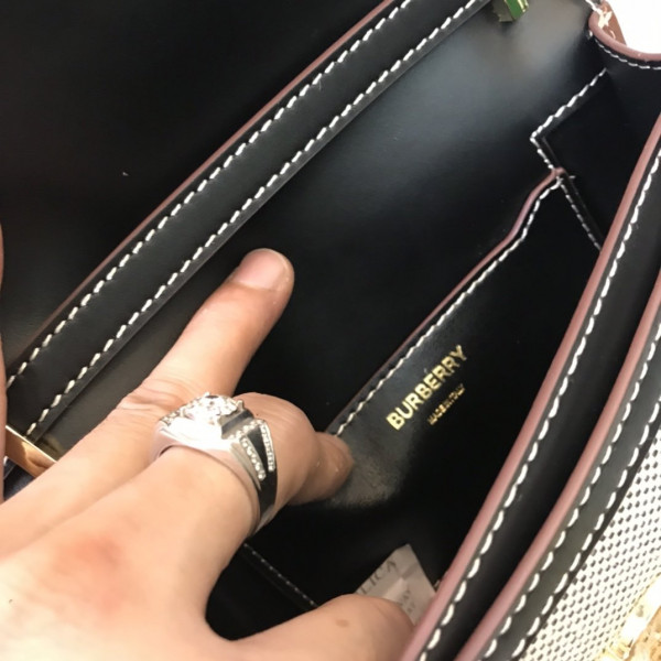 B**rry two-tone canvas and leather tb bag