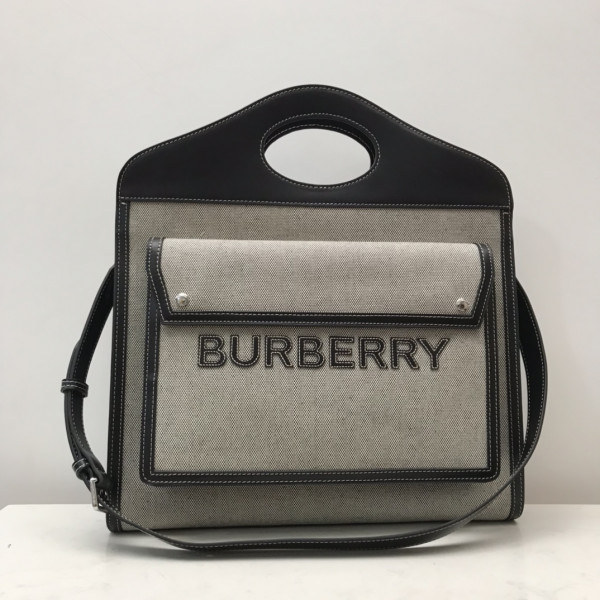 B**rry medium two-tone canvas and leather pocket tote