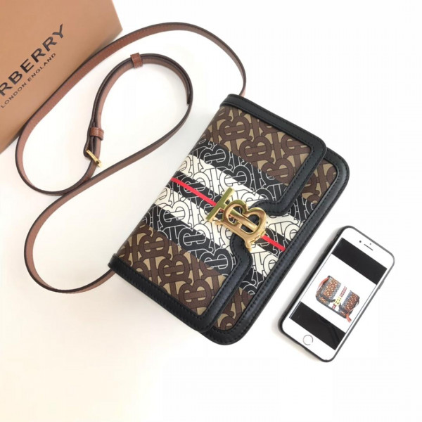 B**rry monogram stripe e-canvas note crossbody bag
