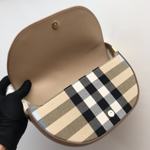 B**rry small check canvas and leather olympia bag