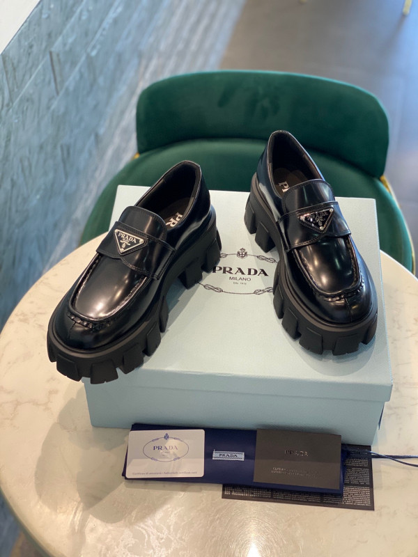 Pra*a brushed leather monolith loafers