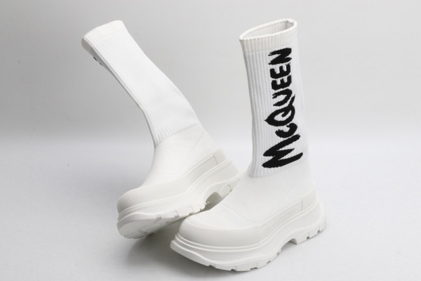 ale*d*r M*Q*en graffiti knit tread slick boot