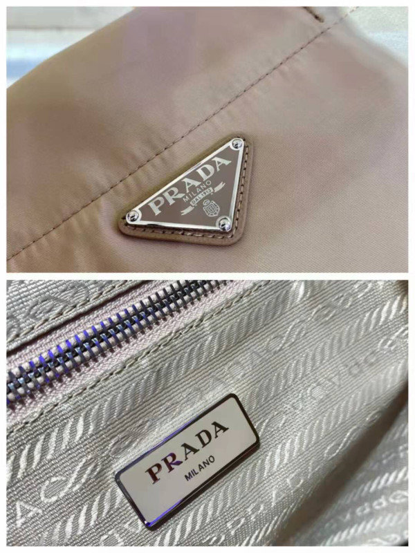 Pra*a re-nylon and saffiano leather tote bag