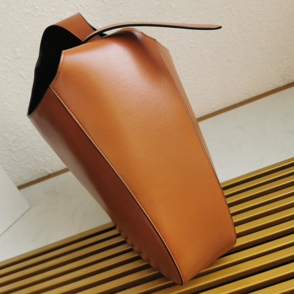 Pra*a large leather shoulder bag with topstitching