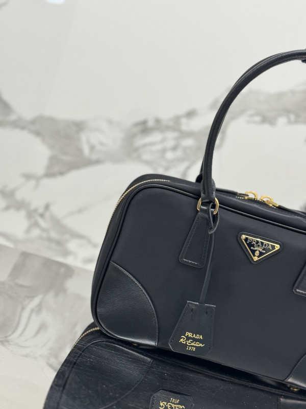 Pra*a re-edition 1978 large re-nylon and saffiano leather two-handle bag
