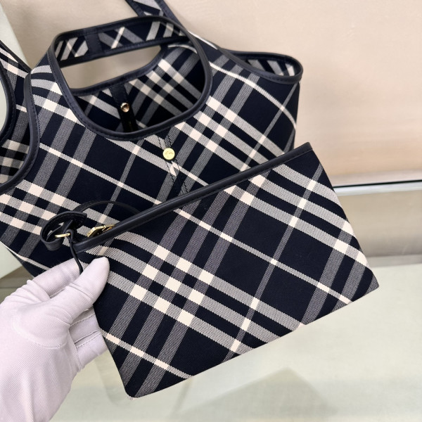 B**rry medium check tote bag-41*14*26cm