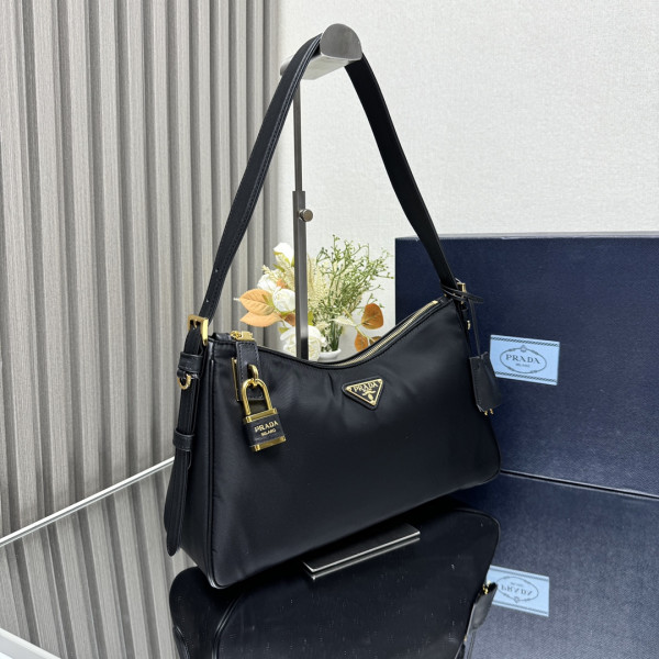 Pra*a aimée large re-nylon shoulder bag with padlock