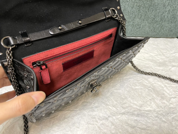 Valentino Rockstud Spike Nappa Leather Crossbody Clutch Bag